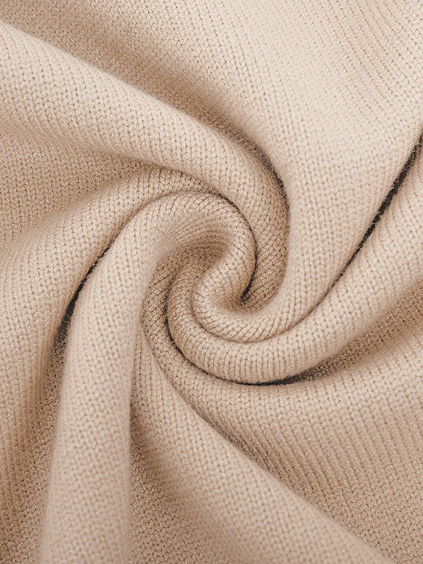 Long Sleeves Loose Solid Color Split-Joint High Neck Pullovers Sweater Tops - Image 21