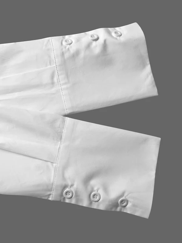 Long Sleeves Loose Solid Color Split-Joint Lapel Blouses - Image 8