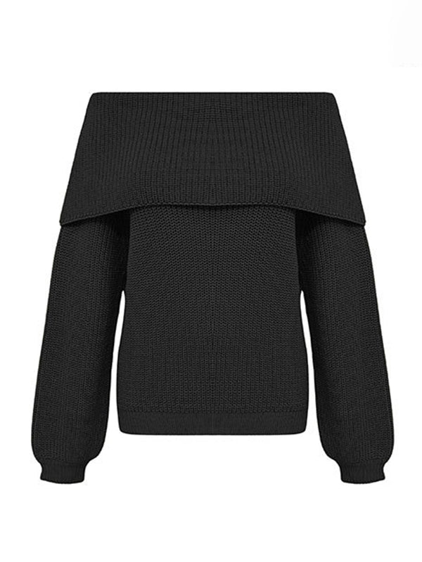 Long Sleeves Loose Solid Color Split-Joint Round-Neck Sweater Tops - Image 10