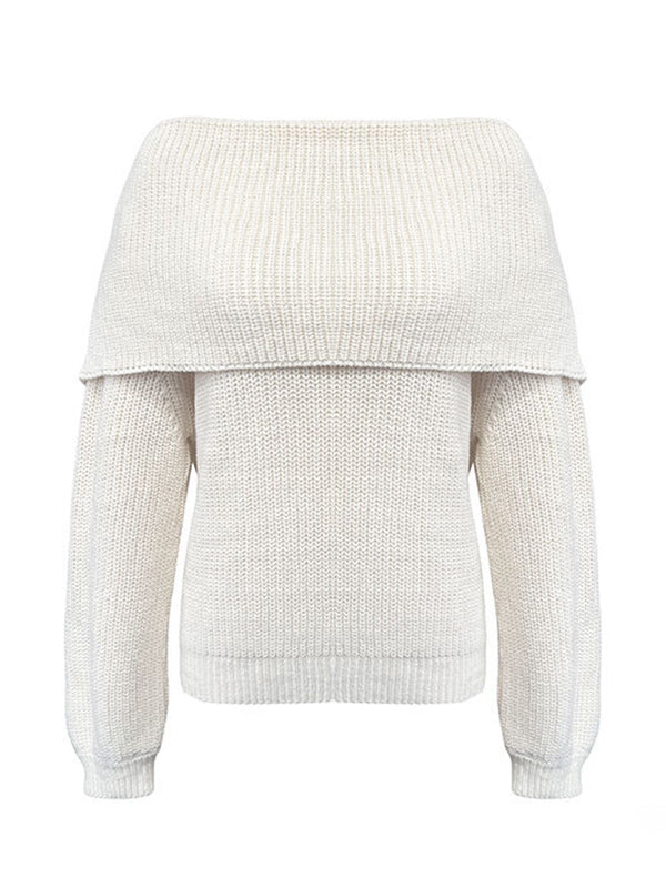 Long Sleeves Loose Solid Color Split-Joint Round-Neck Sweater Tops - Image 12