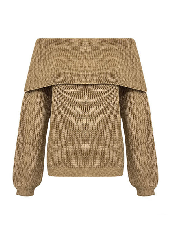 Long Sleeves Loose Solid Color Split-Joint Round-Neck Sweater Tops - Image 13