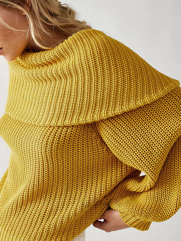 Long Sleeves Loose Solid Color Split-Joint Round-Neck Sweater Tops - Image 8
