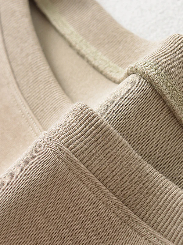 Long Sleeves Loose Solid Color Split-Joint Round-Neck Sweatshirt Tops - Image 31