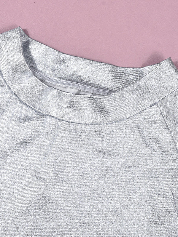 Long Sleeves Loose Solid Color Split-Joint Round-Neck Sweatshirt Tops - Image 5
