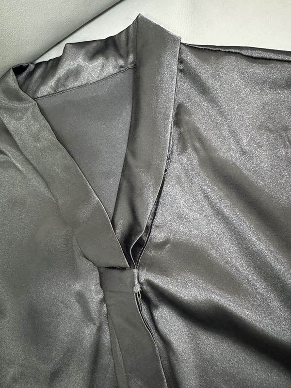 Long Sleeves Loose Solid Color Split-Joint Streamer Scarf Collar Blouses&Shirts Tops - Image 34
