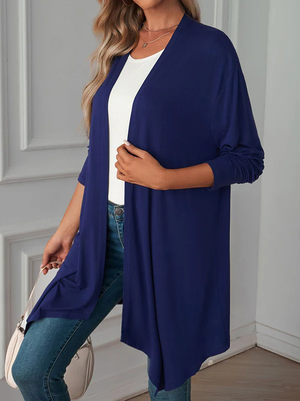 Long Sleeves Loose Solid Color Statement Collar Outerwear - Image 13