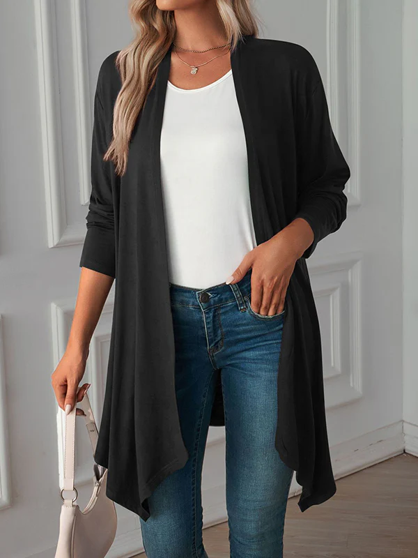 Long Sleeves Loose Solid Color Statement Collar Outerwear - Image 16