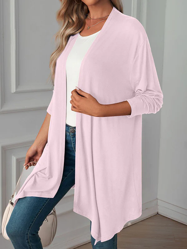Long Sleeves Loose Solid Color Statement Collar Outerwear - Image 21