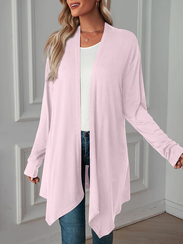 Long Sleeves Loose Solid Color Statement Collar Outerwear - Image 22