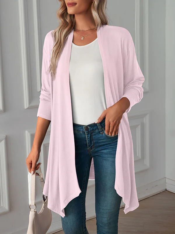 Long Sleeves Loose Solid Color Statement Collar Outerwear - Image 23