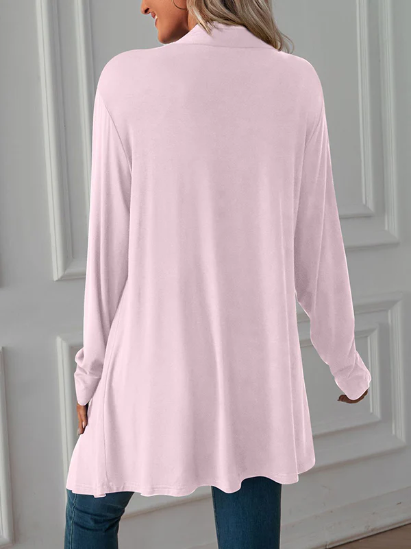 Long Sleeves Loose Solid Color Statement Collar Outerwear - Image 25