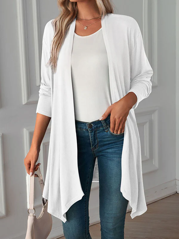 Long Sleeves Loose Solid Color Statement Collar Outerwear - Image 26