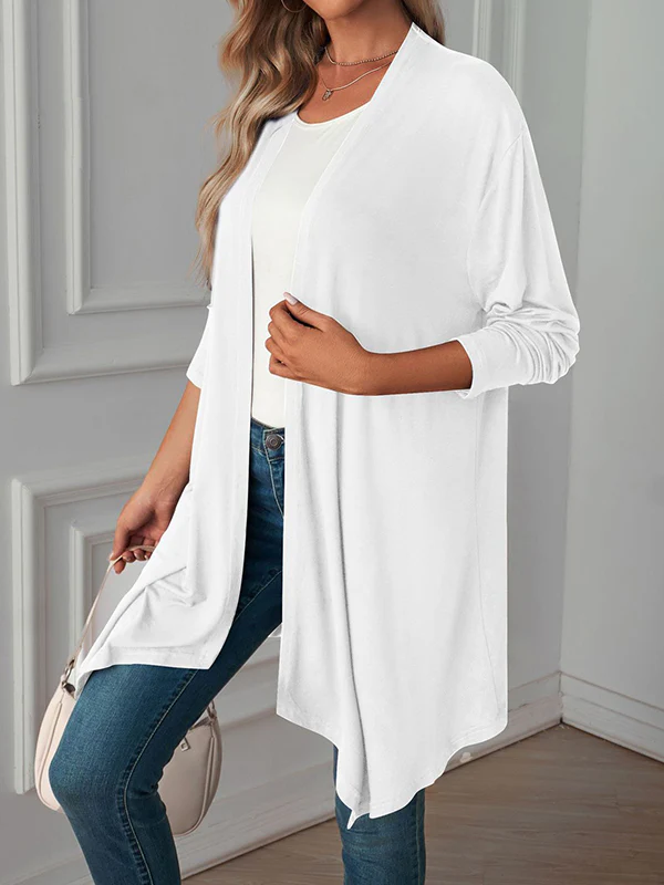 Long Sleeves Loose Solid Color Statement Collar Outerwear - Image 27
