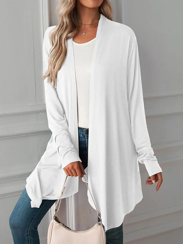 Long Sleeves Loose Solid Color Statement Collar Outerwear - Image 28