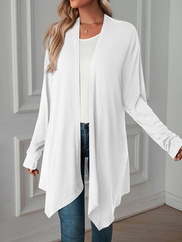 Long Sleeves Loose Solid Color Statement Collar Outerwear - Image 29