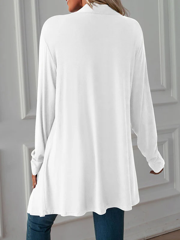 Long Sleeves Loose Solid Color Statement Collar Outerwear - Image 30