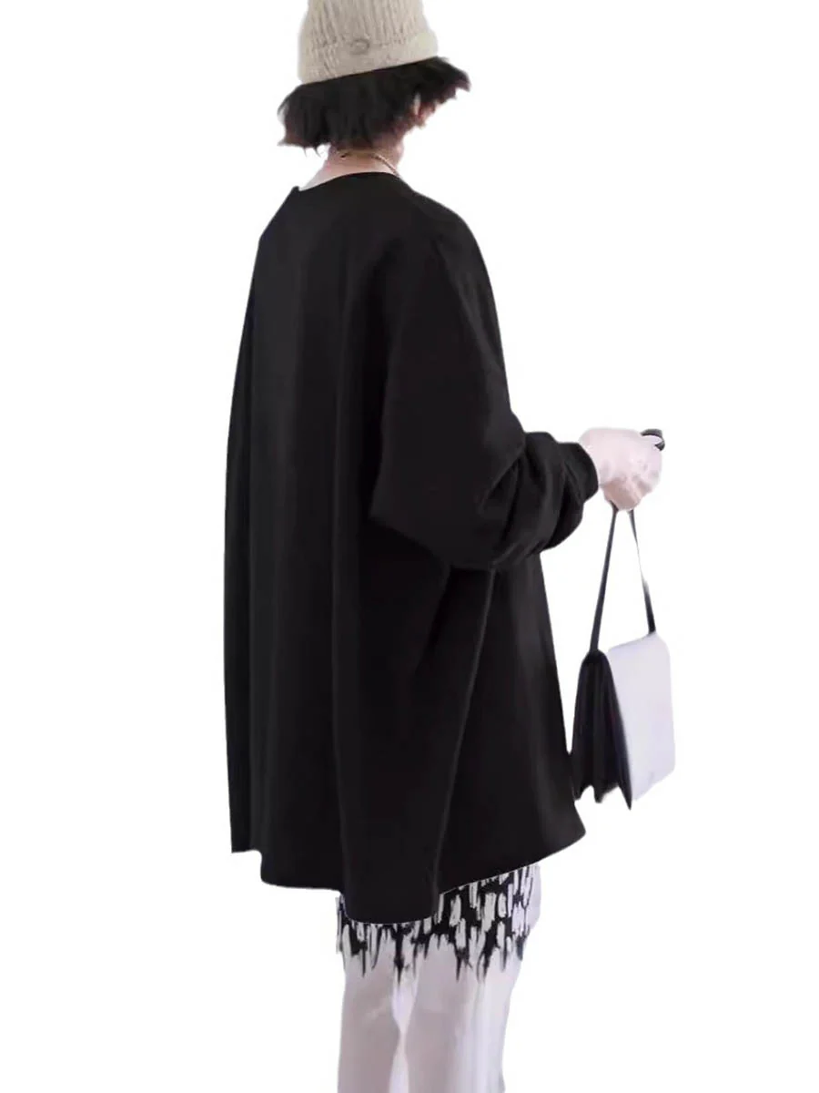 Long Sleeves Loose Solid Color Sweatshirt Tops - Image 11