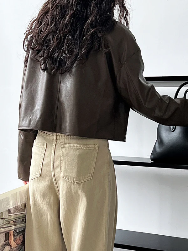 Long Sleeves Loose Solid Color Zipper Lapel Collar Jackets&Coats Outerwear - Image 12