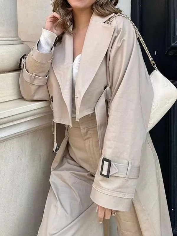 Long Sleeves Loose Split-Joint Lapel Jackets - Image 5