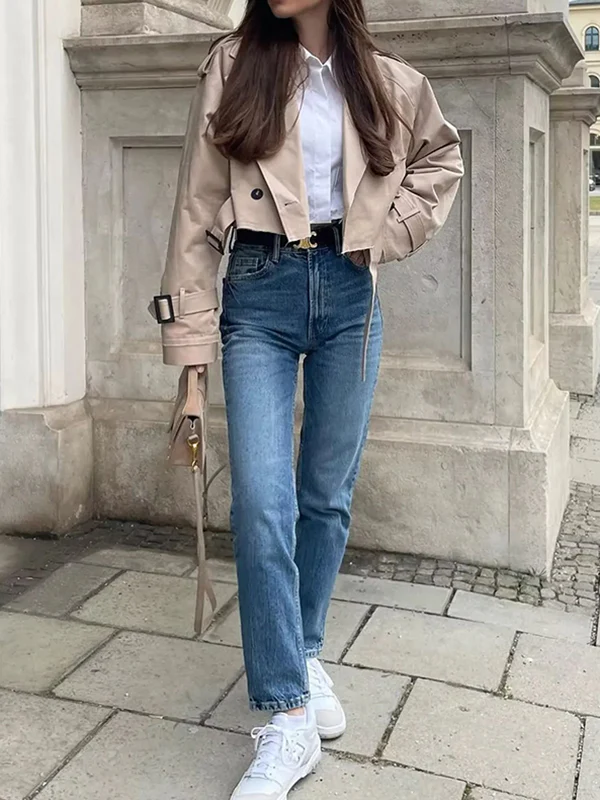 Long Sleeves Loose Split-Joint Lapel Jackets - Image 9