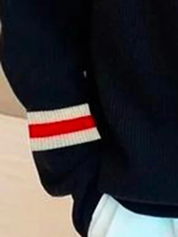 Long Sleeves Loose Split-Joint Striped High Neck Sweater Tops - Image 3