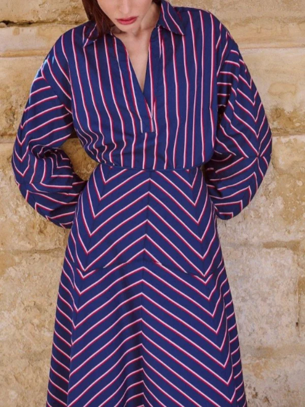 Long Sleeves Loose Striped Lapel Blouses&shirts Tops - Image 2