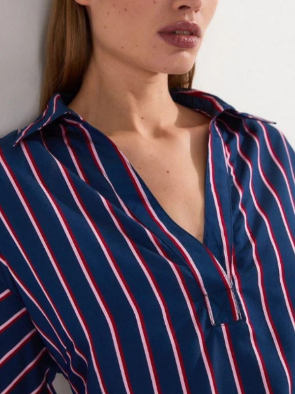 Long Sleeves Loose Striped Lapel Blouses&shirts Tops - Image 3