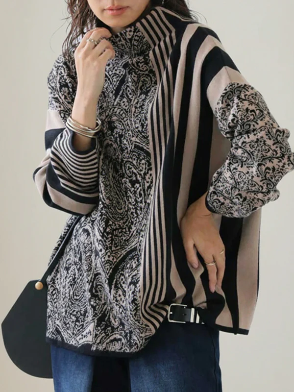 Long Sleeves Loose Striped Pullovers - Image 2
