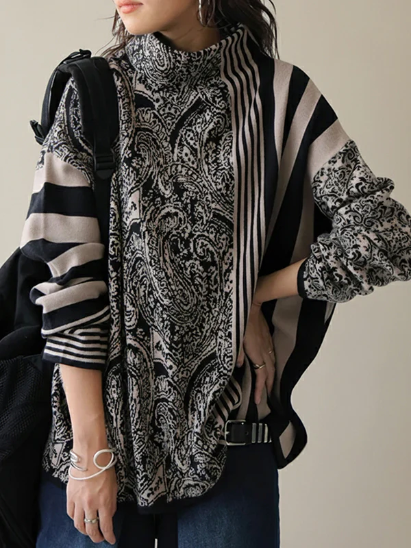 Long Sleeves Loose Striped Pullovers - Image 3