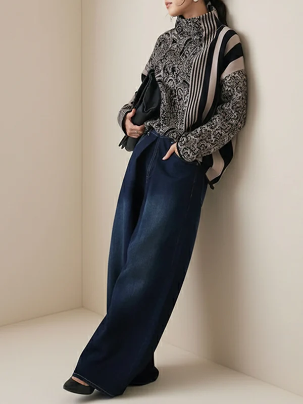 Long Sleeves Loose Striped Pullovers - Image 4
