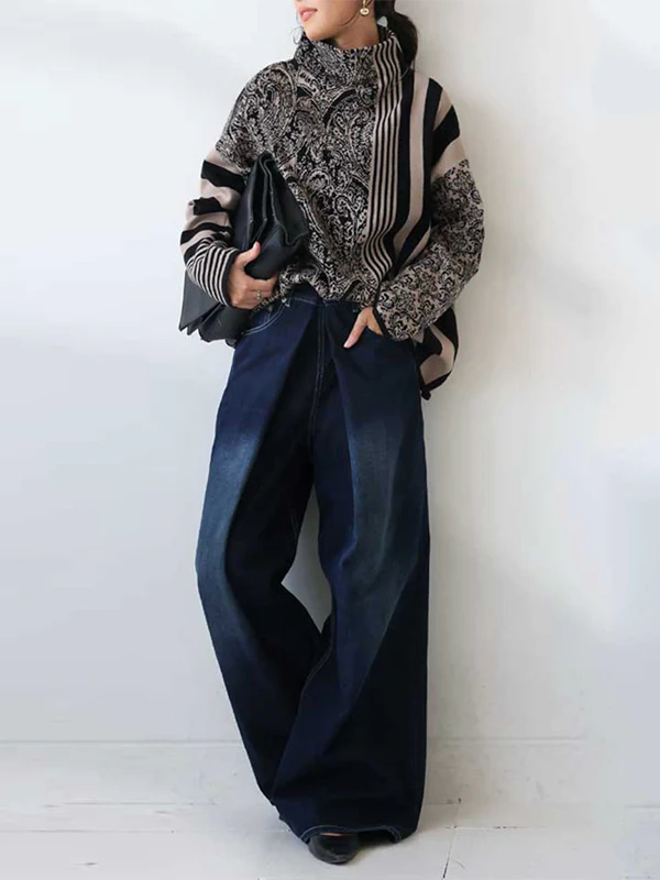 Long Sleeves Loose Striped Pullovers - Image 6