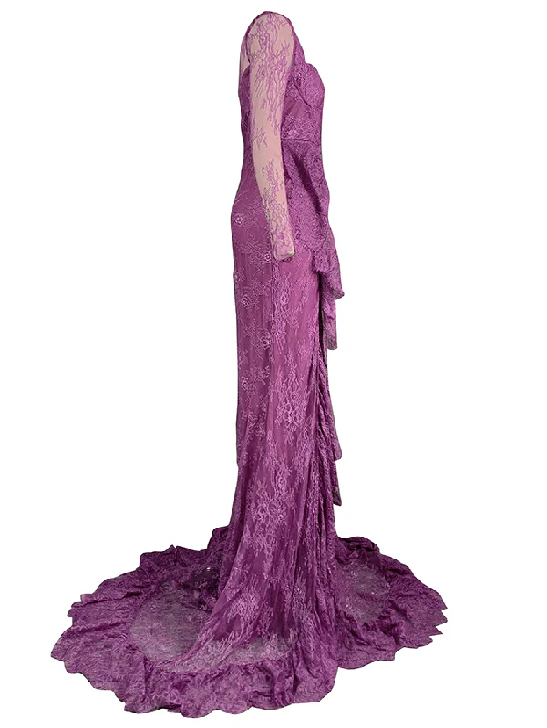 Long Sleeves Mermaid Mesh See-Through Split-Side Square-Neck Evening Dresses Maxi Dresses - Image 6
