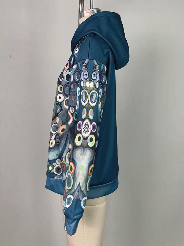 Long Sleeves Printed Hooded Hoodies Tops - Image 11