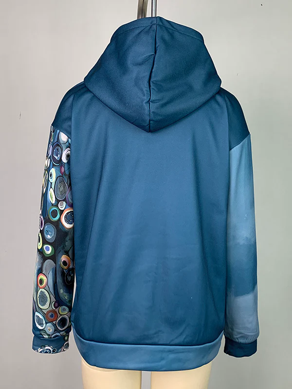 Long Sleeves Printed Hooded Hoodies Tops - Image 12