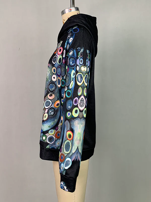 Long Sleeves Printed Hooded Hoodies Tops - Image 14