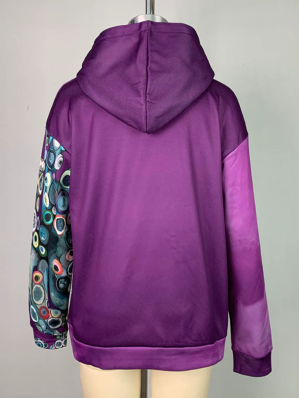 Long Sleeves Printed Hooded Hoodies Tops - Image 6