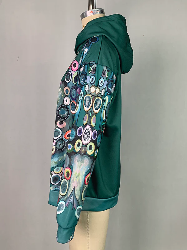 Long Sleeves Printed Hooded Hoodies Tops - Image 8