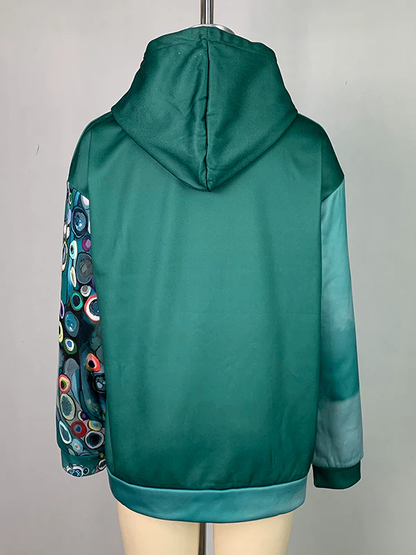 Long Sleeves Printed Hooded Hoodies Tops - Image 9