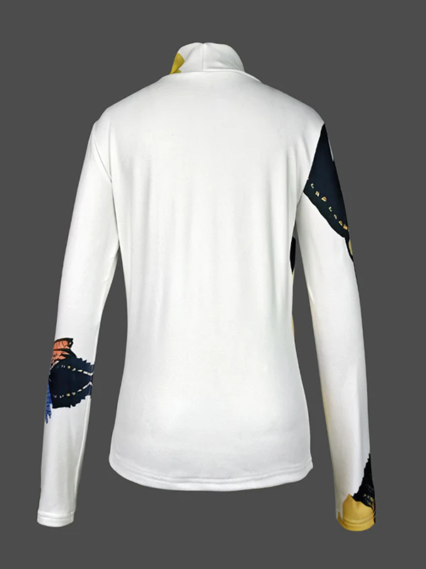 Long Sleeves Skinny Flower Print High Neck T-Shirts Tops - Image 5