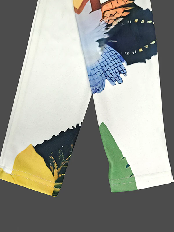 Long Sleeves Skinny Flower Print High Neck T-Shirts Tops - Image 8