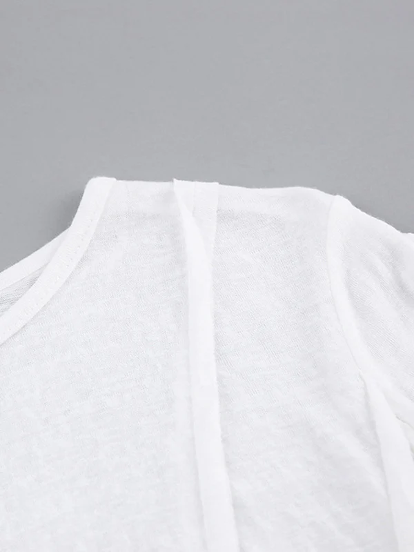 Long Sleeves Skinny Pleated Solid Color Round-Neck T-Shirts - Image 10