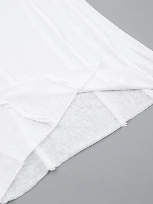 Long Sleeves Skinny Pleated Solid Color Round-Neck T-Shirts - Image 12