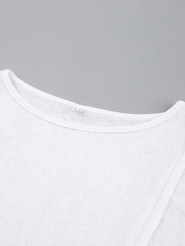 Long Sleeves Skinny Pleated Solid Color Round-Neck T-Shirts - Image 7