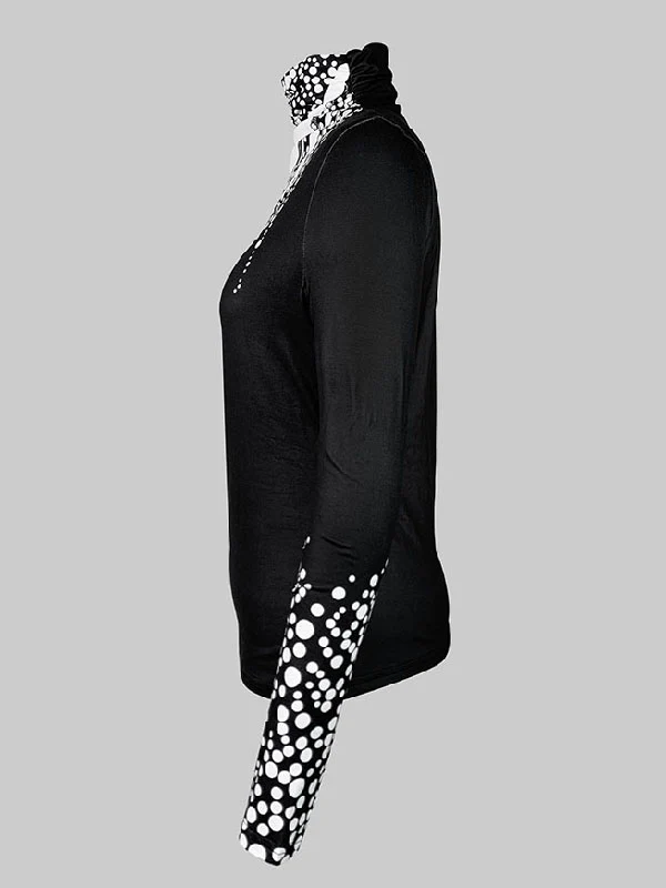 Long Sleeves Skinny Printed High-Neck T-Shirts Tops - Image 5