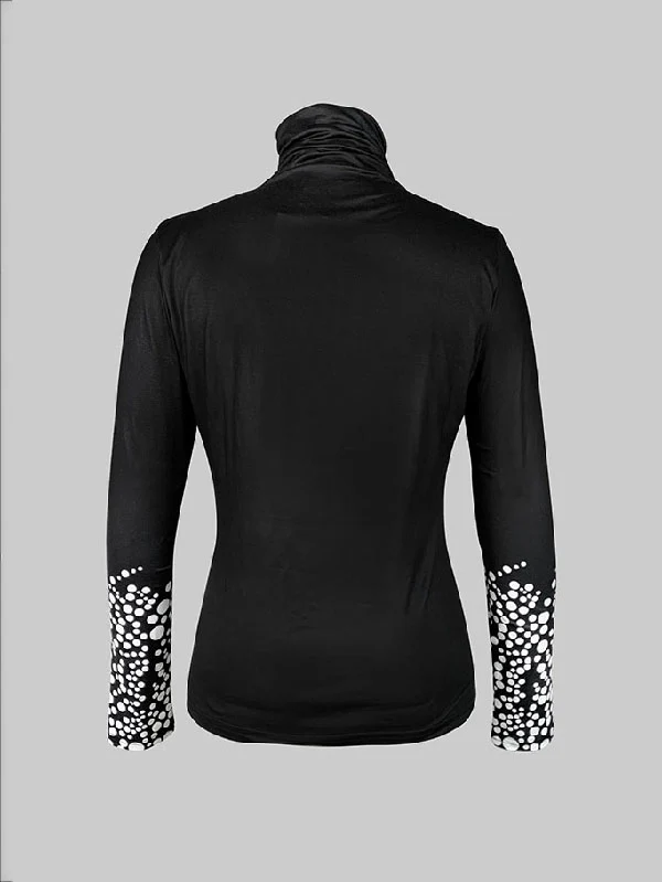 Long Sleeves Skinny Printed High-Neck T-Shirts Tops - Image 6