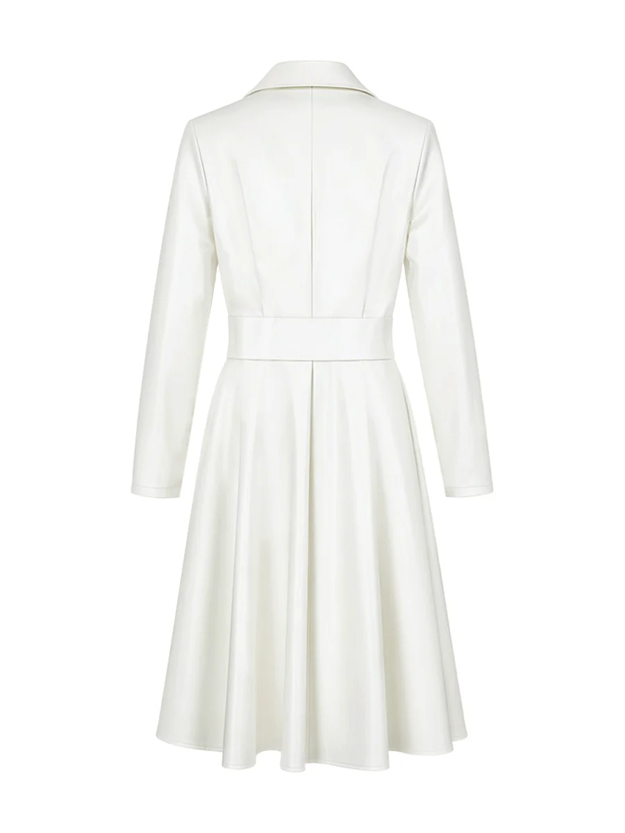 Long Sleeves Skinny Soft Zipper Lapel Midi Dresses - Image 5