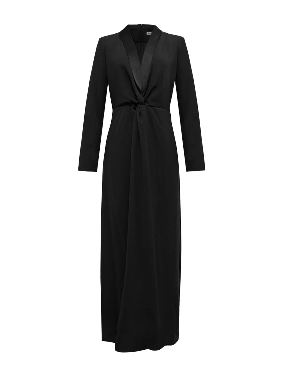 Long Sleeves Skinny Solid Color Deep V-Neck Maxi Dresses - Image 8