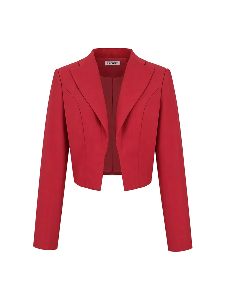 Long Sleeves Skinny Solid Color Notched Collar Blazer Outerwear - Image 11