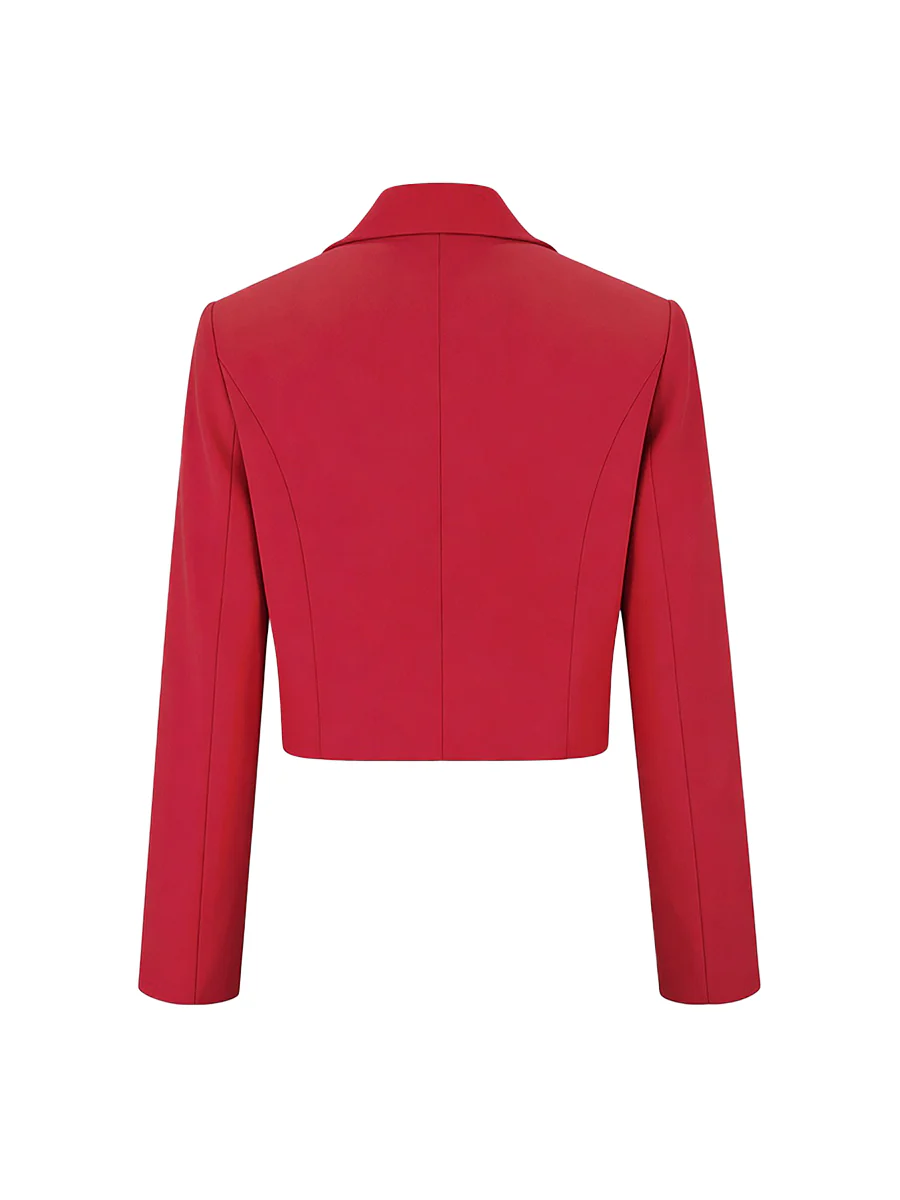 Long Sleeves Skinny Solid Color Notched Collar Blazer Outerwear - Image 12