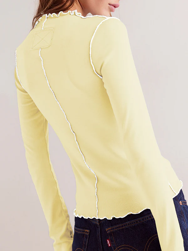 Long Sleeves Skinny Solid Color Round-Neck T-Shirts - Image 13